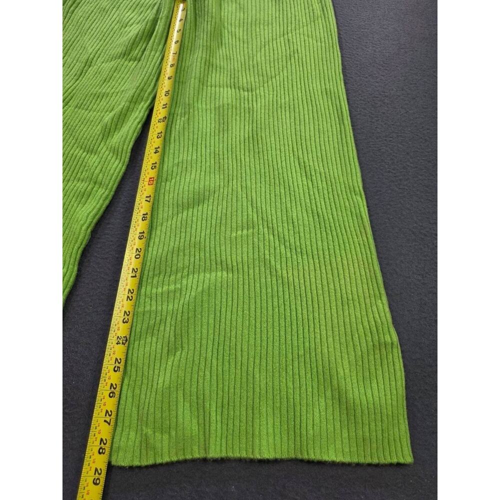 Nap 100% cashmere Ribbed Lounge Pants Lime Y2K Green Medium A011008 - Picture 3 of 12